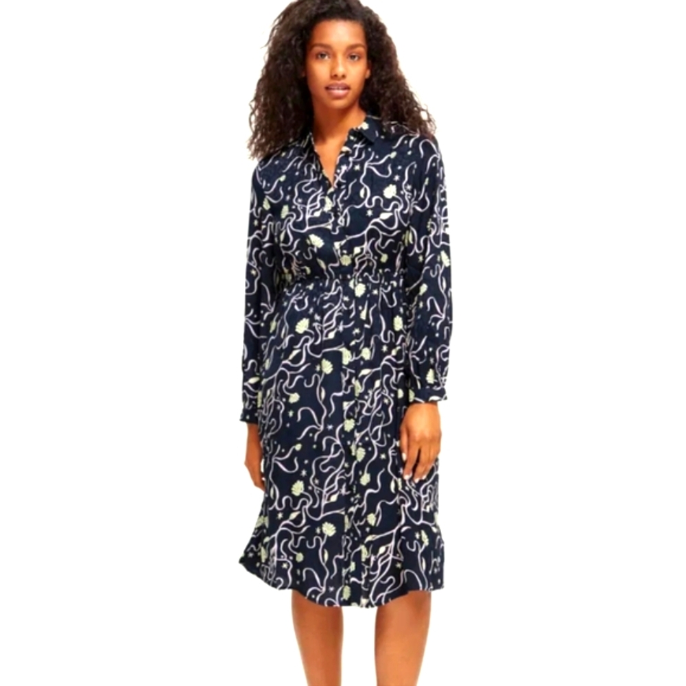 Scotch And Soda Midi Sea Patterned Shirt Dress XS